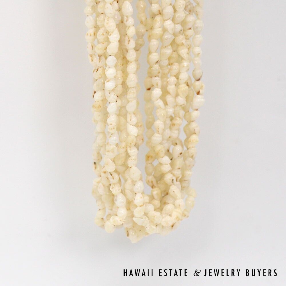 Ni'ihau Shell Lei 10-Strand Pololei Momi Ke'oke'o 36 Inch with Earrings - Image 9