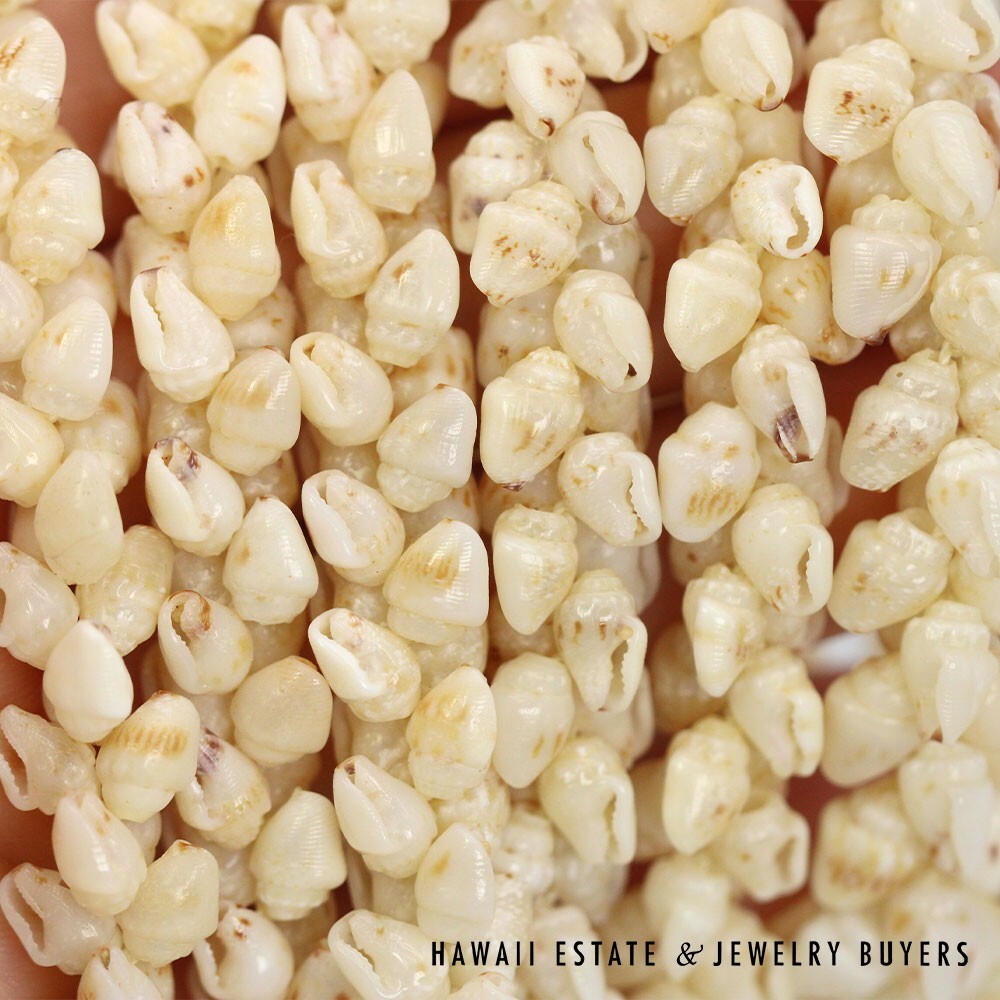 Ni'ihau Shell Lei 3-Strand Pikake Momi Lenalena 38 Inch - Image 11