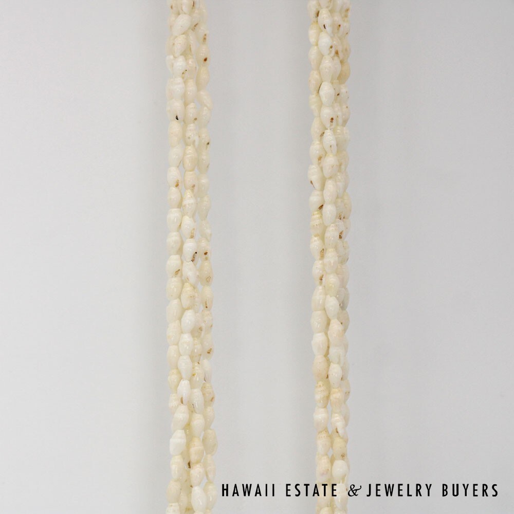 Ni'ihau Shell Lei 5-Strand White Laiki Pololei Necklace 35 Inch - Image 5