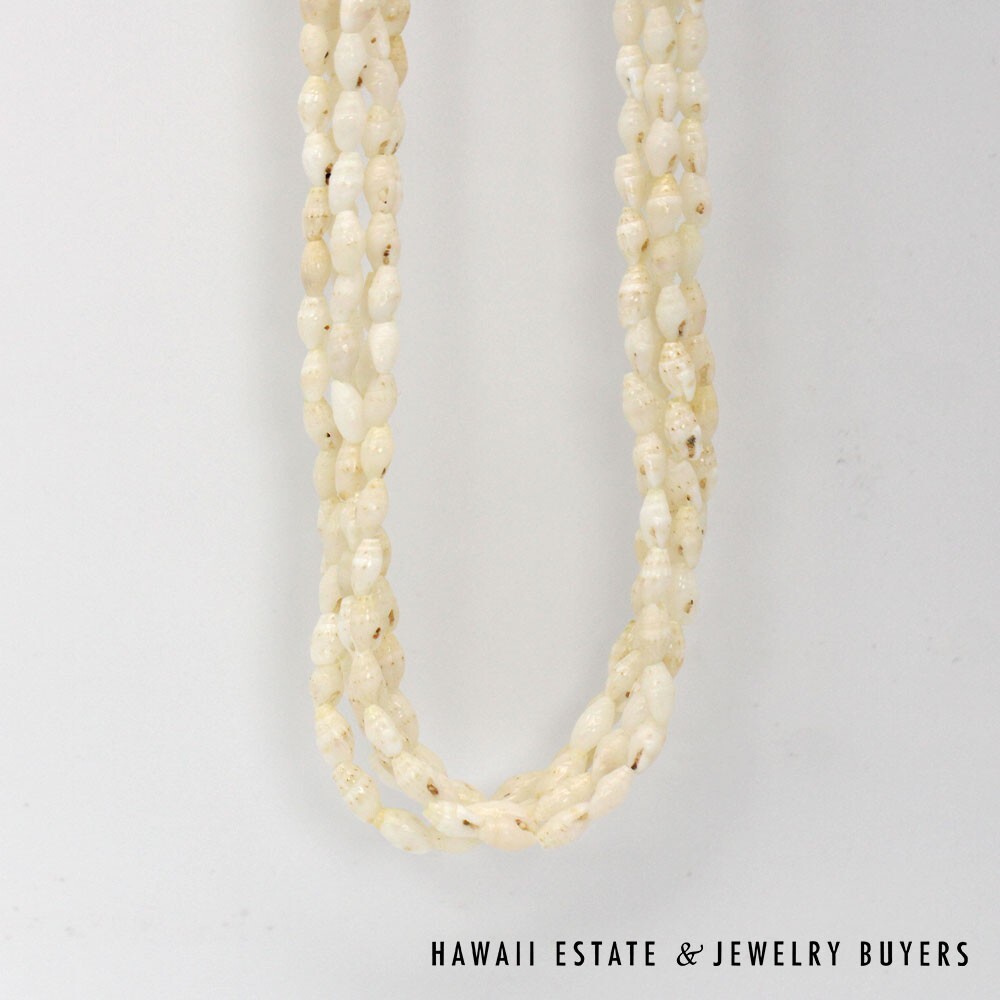 Ni'ihau Shell Lei 5-Strand White Laiki Pololei Necklace 35 Inch - Image 7