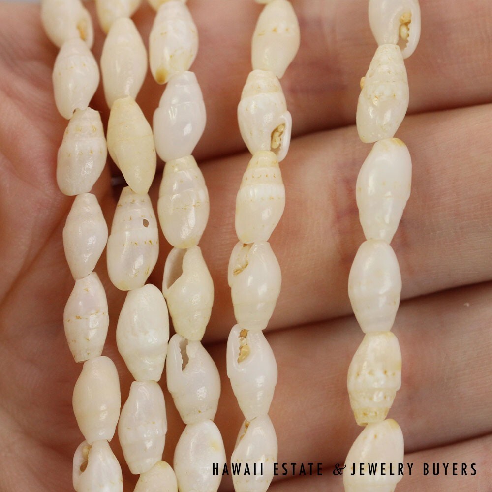 Ni'ihau Shell Lei 5-Strand White Laiki Pololei Necklace 35 Inch - Image 9