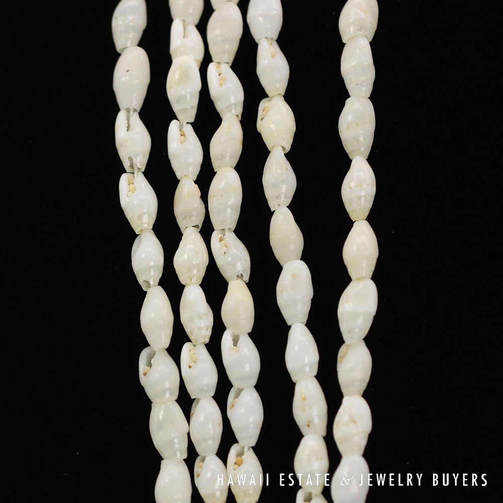 Ni'ihau Shell Lei 5-Strand White Laiki Pololei Necklace 35 Inch - Image 10
