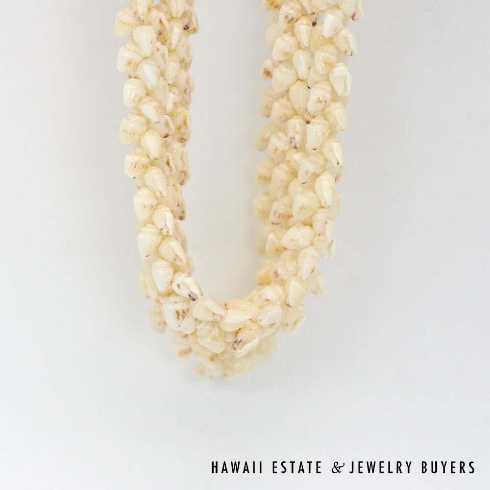 Ni'ihau Shell Lei 3-Strand Pikake Momi Lenalena 38 Inch - Image 9