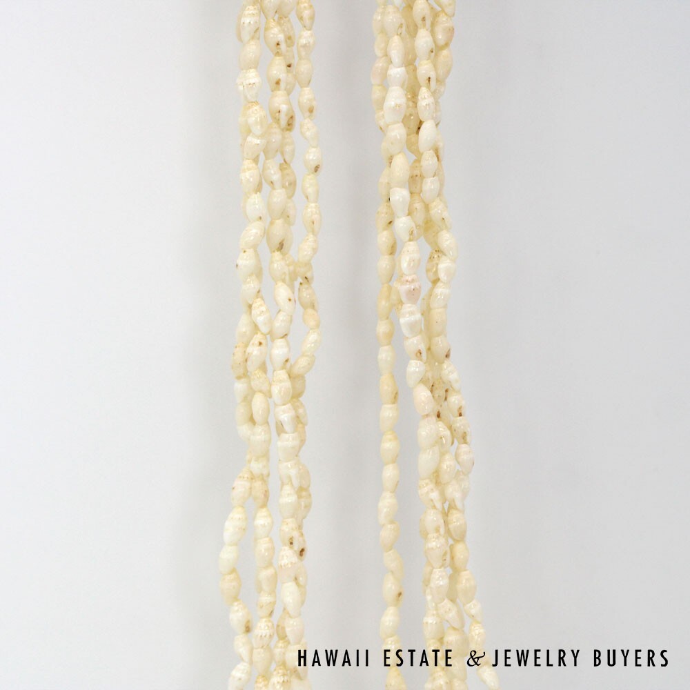 Six Strand Ni'ihau Shell Lei: Laiki Lenalena 60 inch #2778-17 - Image 8