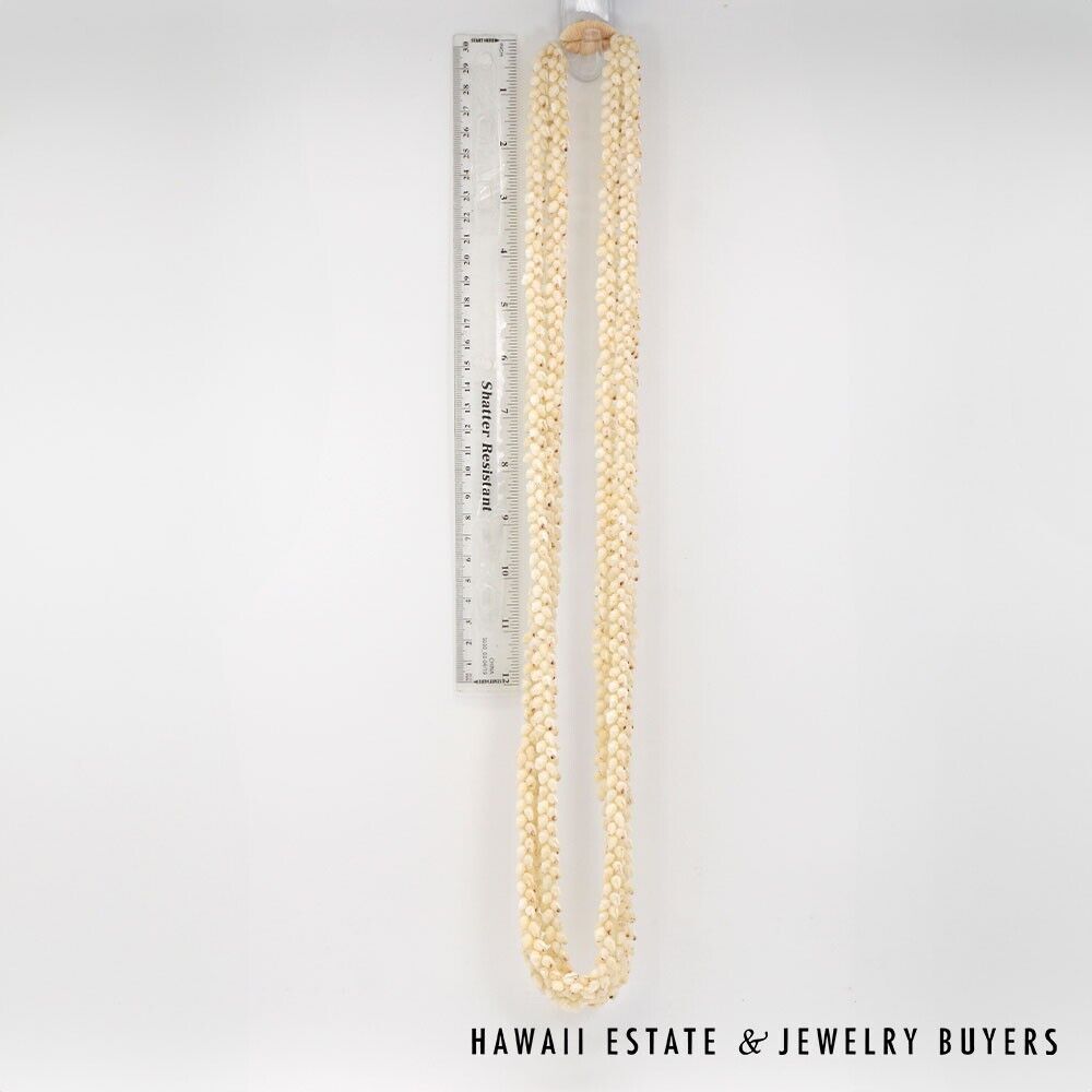 Ni'ihau Shell Lei 3-Strand Pikake Momi Lenalena Necklace 36 Inch - Image 2