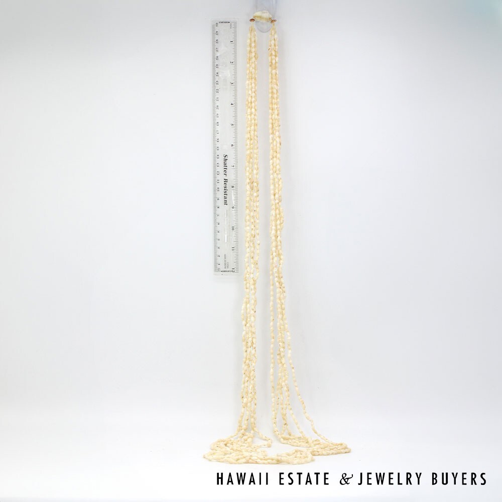 Six Strand Ni'ihau Shell Lei: Laiki Lenalena 60 inch #2778-17 - Image 4
