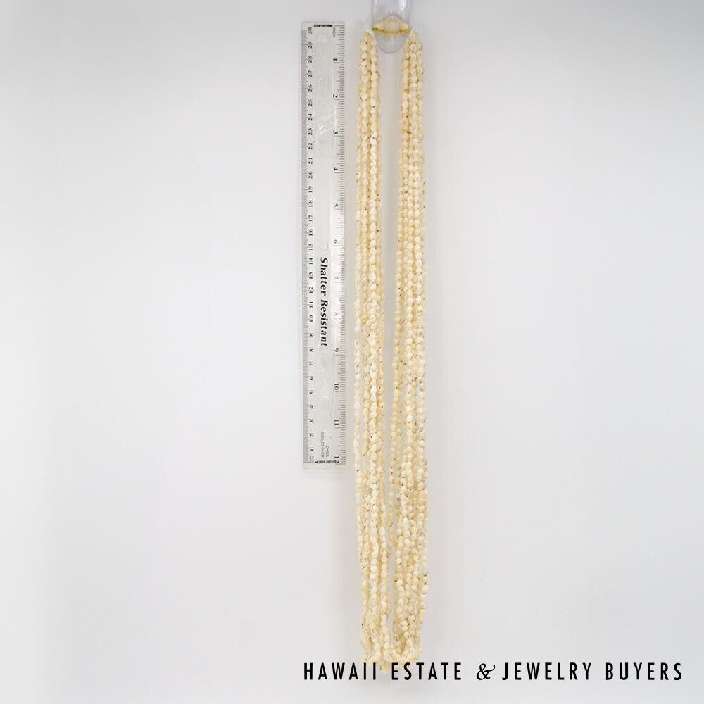 Ni'ihau Shell Lei 10-Strand Pololei Momi Ke'oke'o 36 Inch with Earrings - Image 4