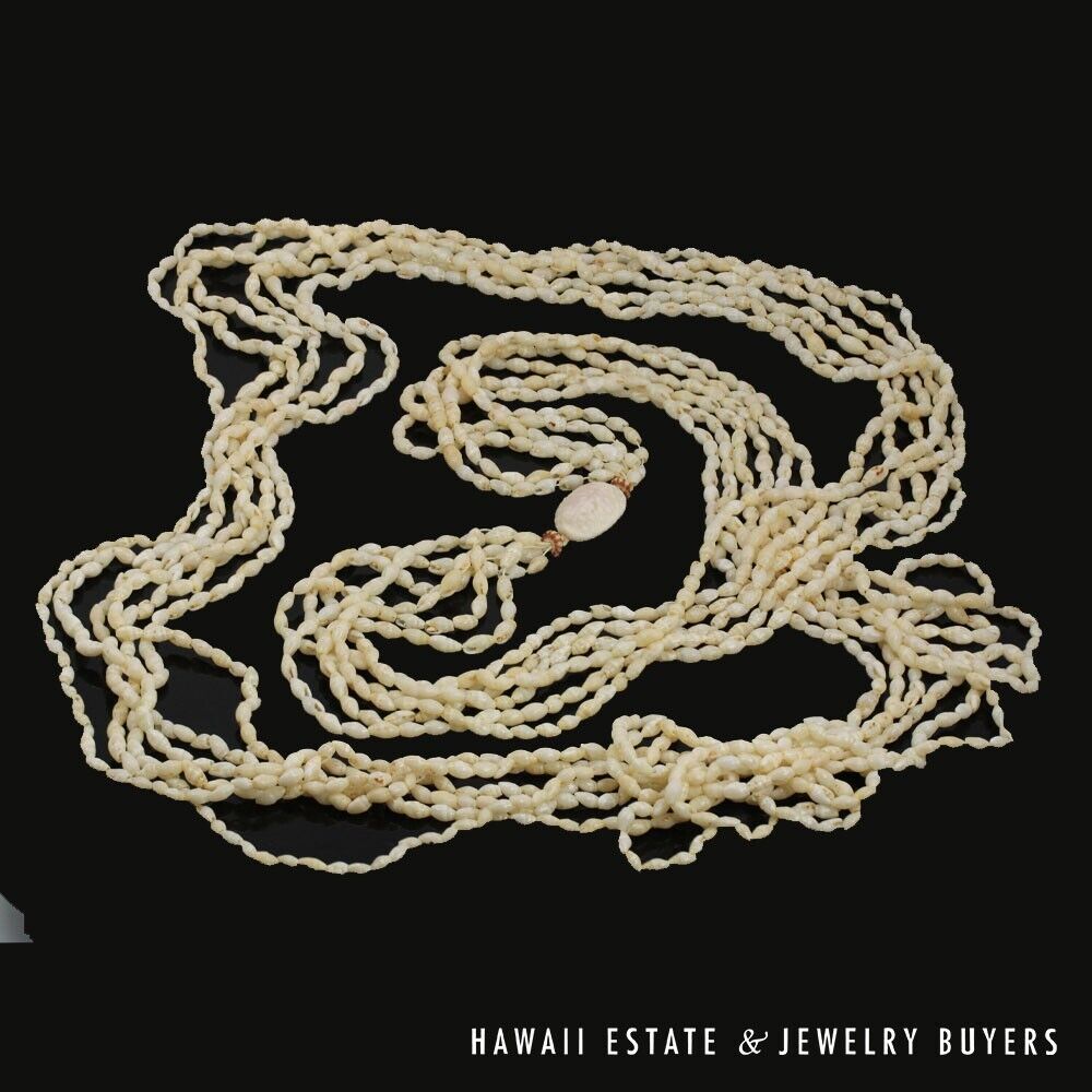 Six Strand Ni'ihau Shell Lei: Laiki Lenalena 60 inch #2778-17