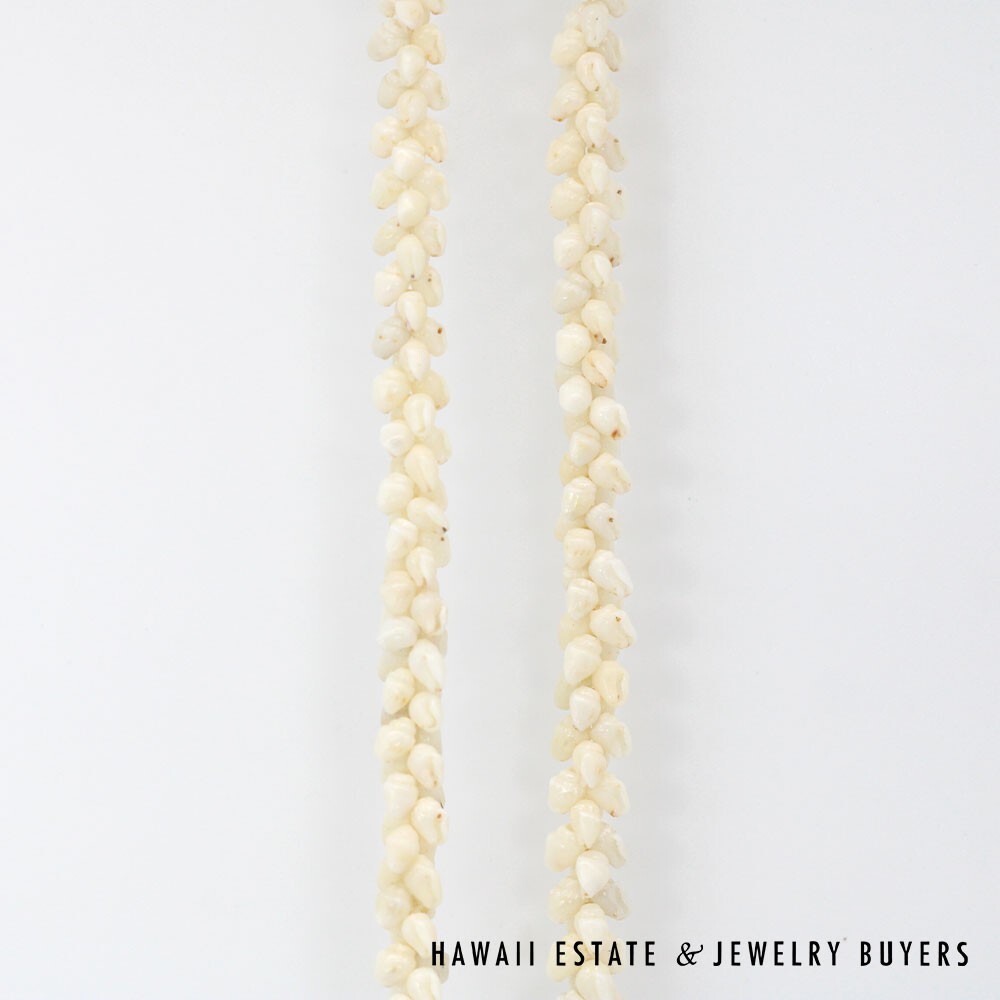 Ni'ihau Shell Lei Single Strand Pikake Momi Ke'oke'o 30 Inch - Image 6