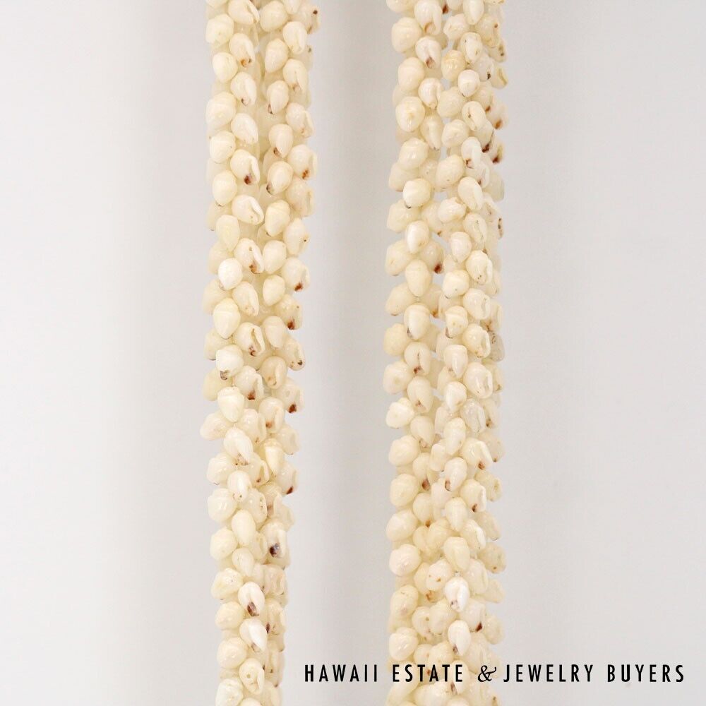 Ni'ihau Shell Lei 3-Strand Pikake Momi Lenalena Necklace 36 Inch - Image 5
