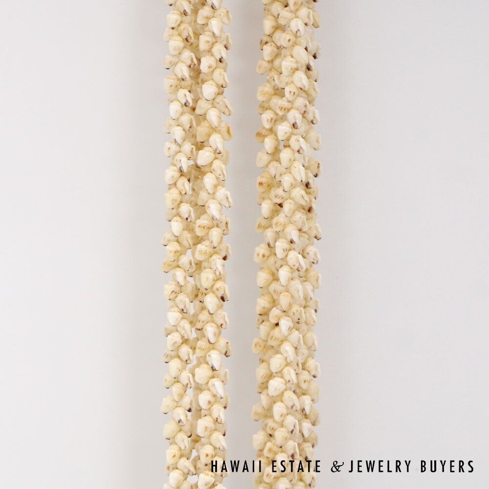 Three-Strand Ni'ihau Shell Lei: Pikake Momi Lenalena 36 inches #2835-01 - Image 6