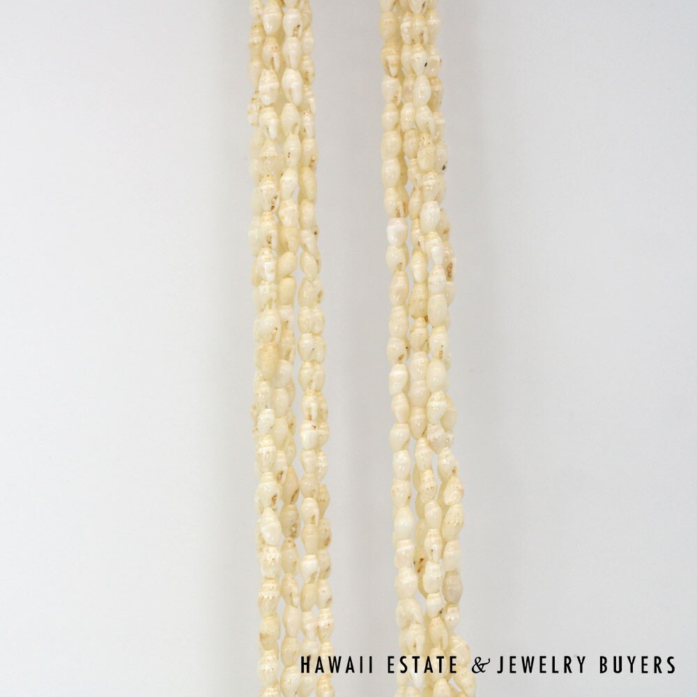 Six Strand Ni'ihau Shell Lei: Laiki Lenalena 60 inch #2778-17 - Image 7
