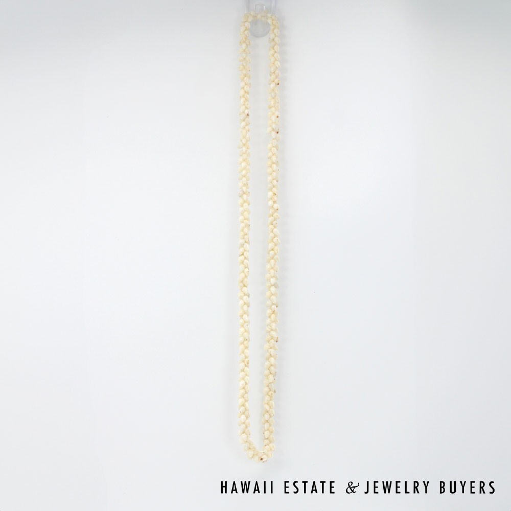 Ni'ihau Shell Lei Single Strand Pikake Momi Ke'oke'o 30 Inch - Image 3