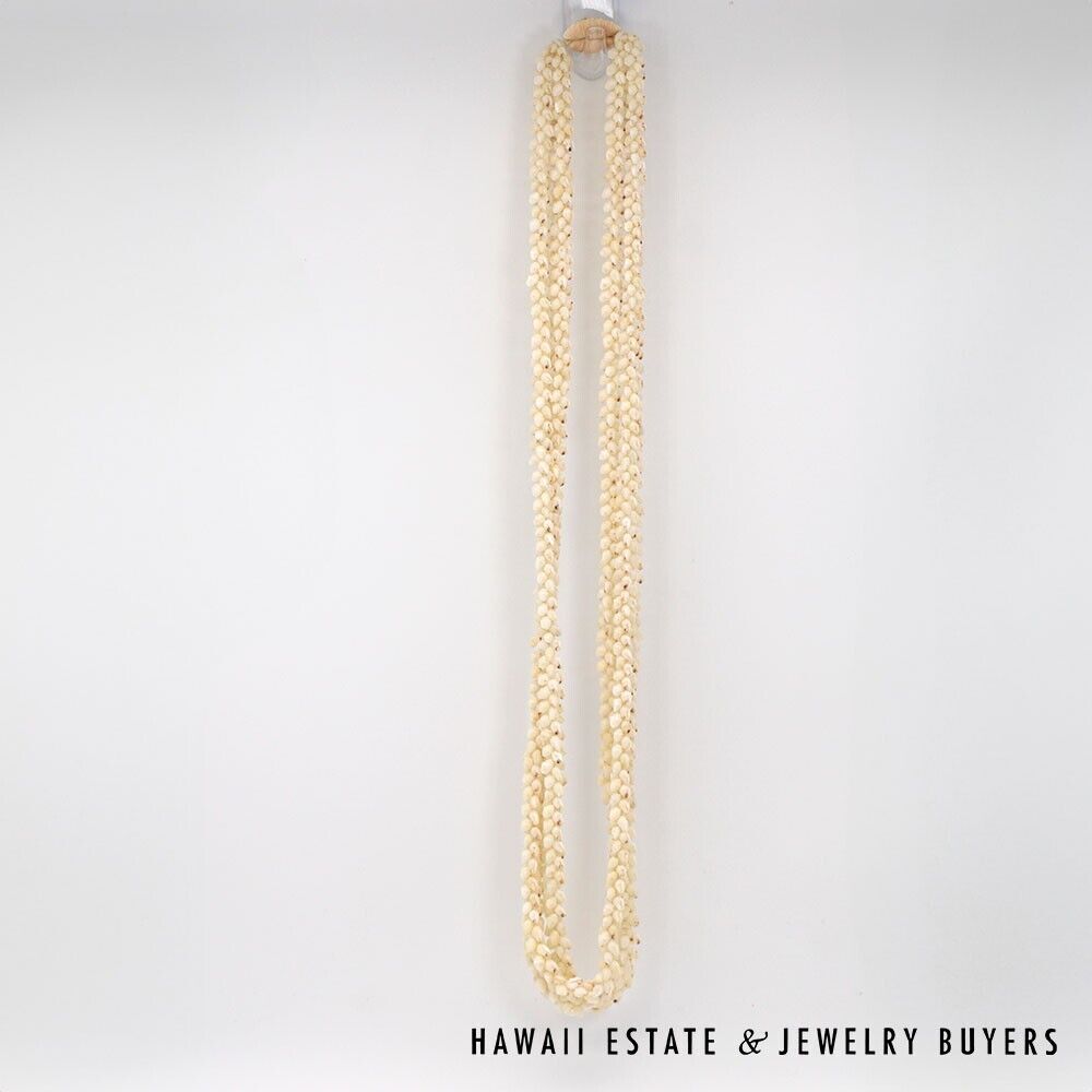 Ni'ihau Shell Lei 3-Strand Pikake Momi Lenalena Necklace 36 Inch - Image 3