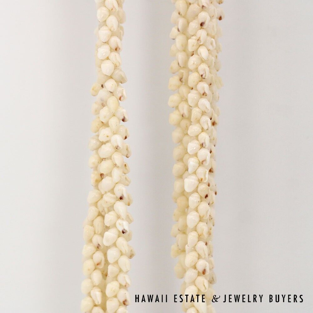 Ni'ihau Shell Lei 3-Strand Pikake Momi Lenalena Necklace 36 Inch - Image 6