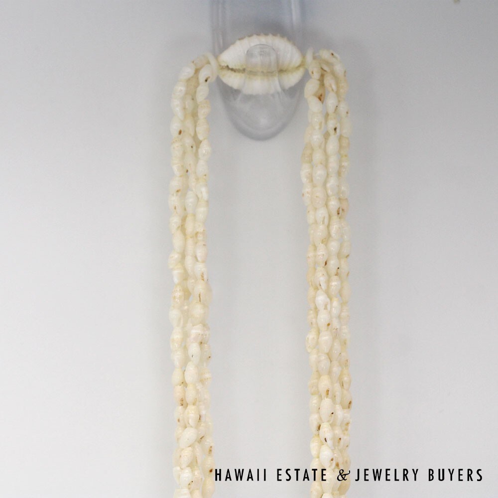 Ni'ihau Shell Lei 5-Strand White Laiki Pololei Necklace 35 Inch - Image 4