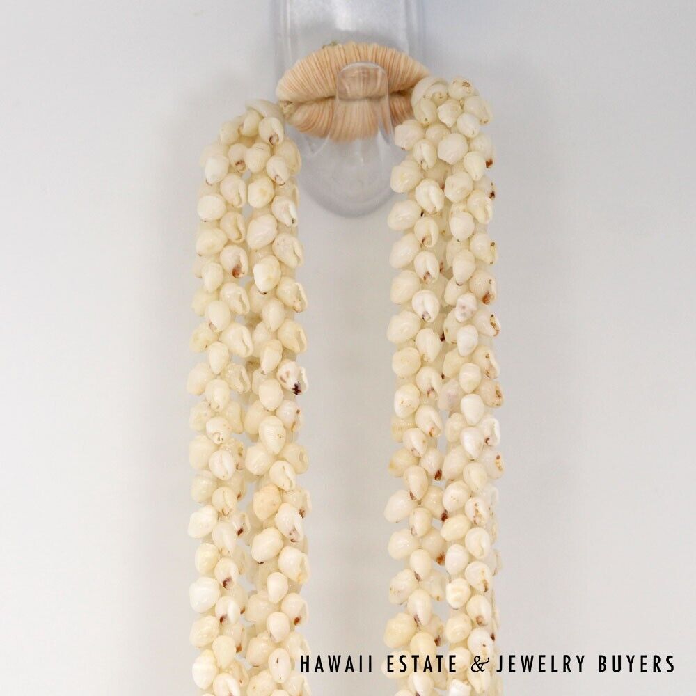 Ni'ihau Shell Lei 3-Strand Pikake Momi Lenalena Necklace 36 Inch - Image 4