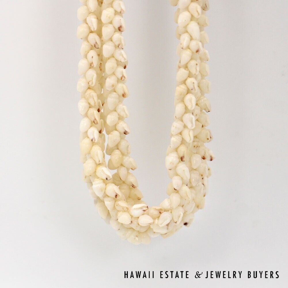 Ni'ihau Shell Lei 3-Strand Pikake Momi Lenalena Necklace 36 Inch - Image 7
