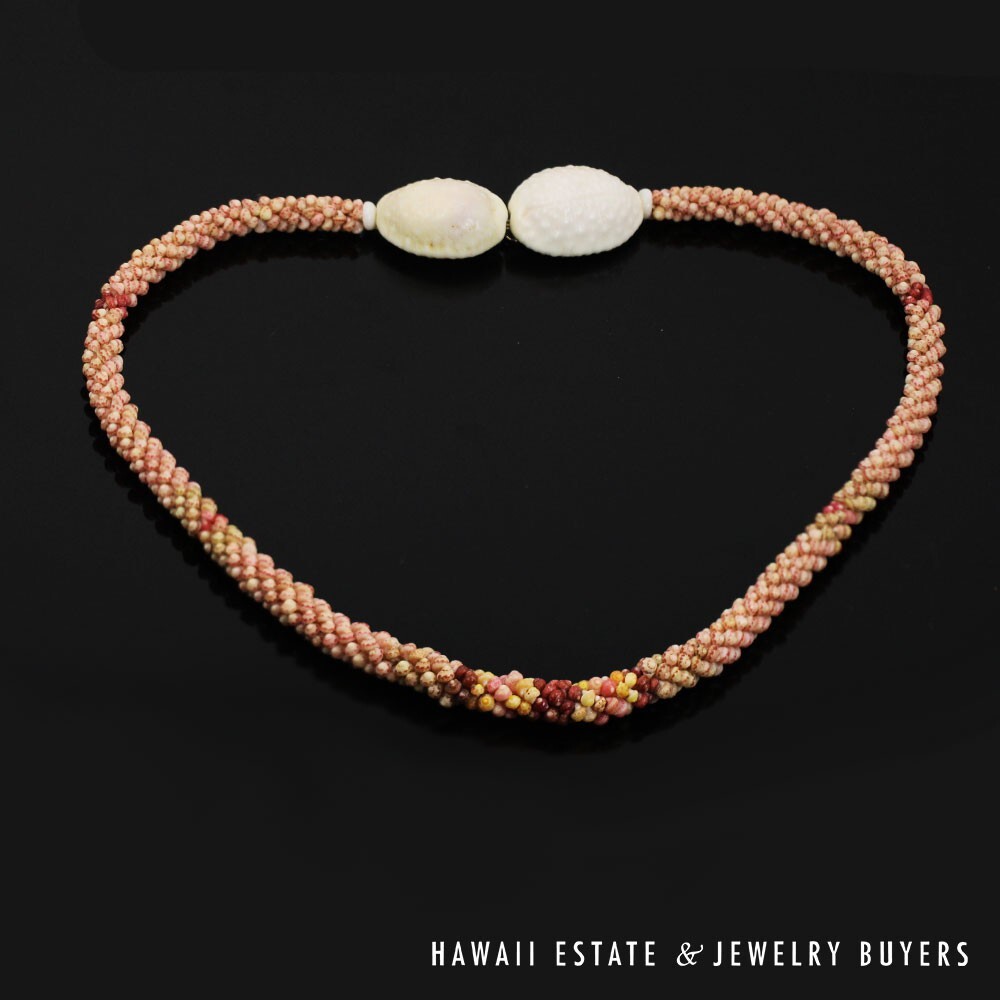 Multi-Color Ni'ihau Shell Kahelelani Poepoe Necklace 20 Inch