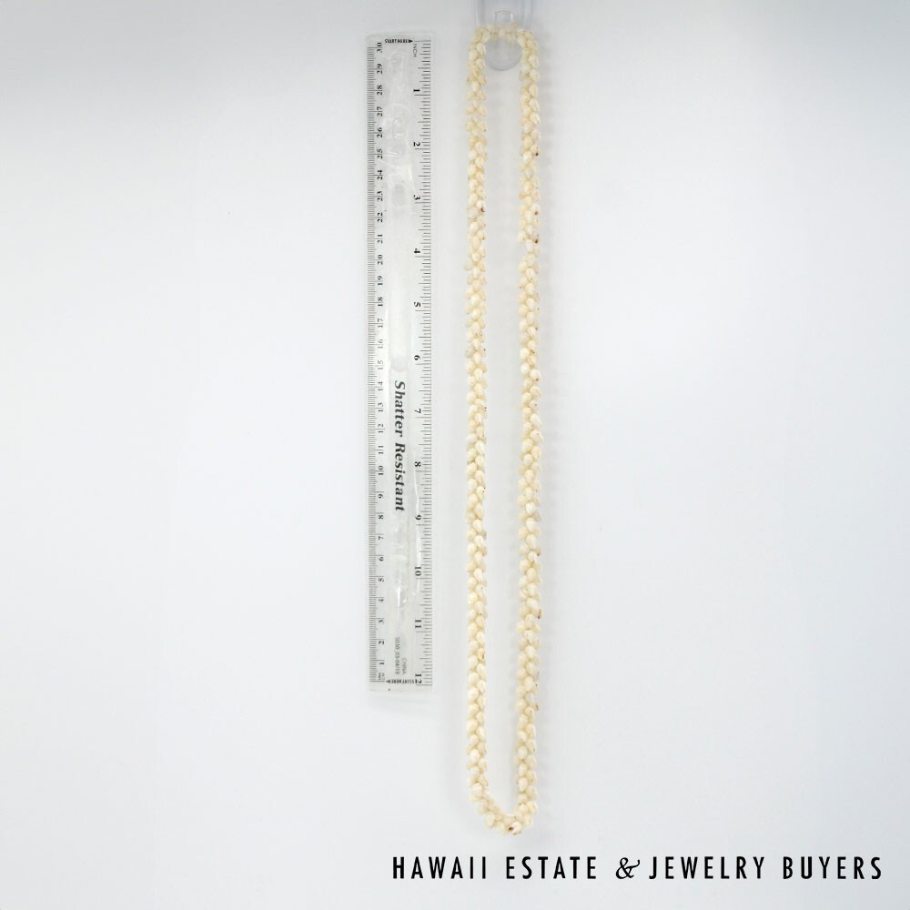 Ni'ihau Shell Lei Single Strand Pikake Momi Ke'oke'o 30 Inch - Image 4