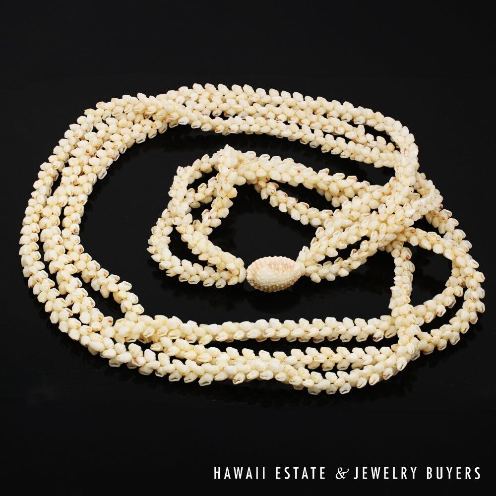 Ni'ihau Shell Lei 3-Strand Pikake Momi Lenalena Necklace 36 Inch - Image 12