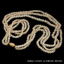 Three Strand Ni'ihau Shell Lei: Pikake Momi Lenalena Waha Ela Ela 48" #2402-01