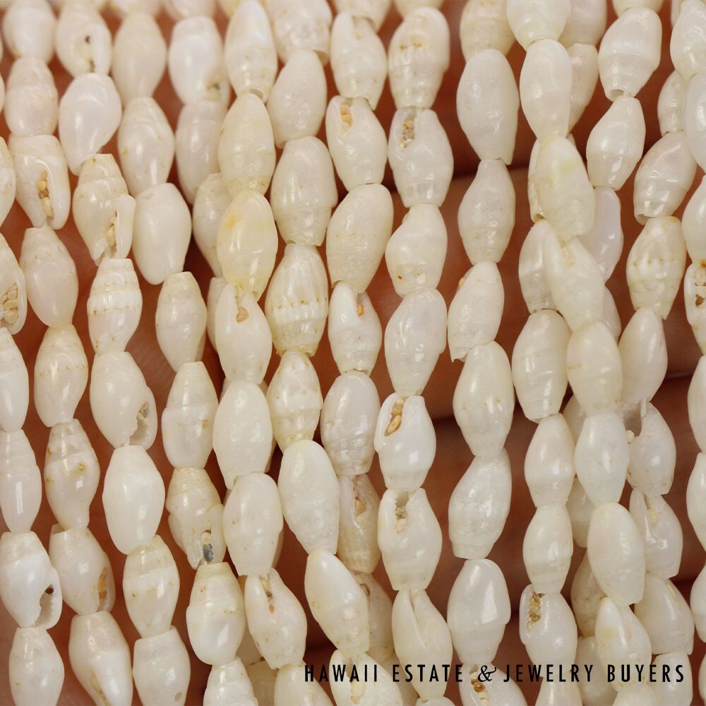 Ni'ihau Shell Lei 5-Strand White Laiki Pololei Necklace 35 Inch - Image 8