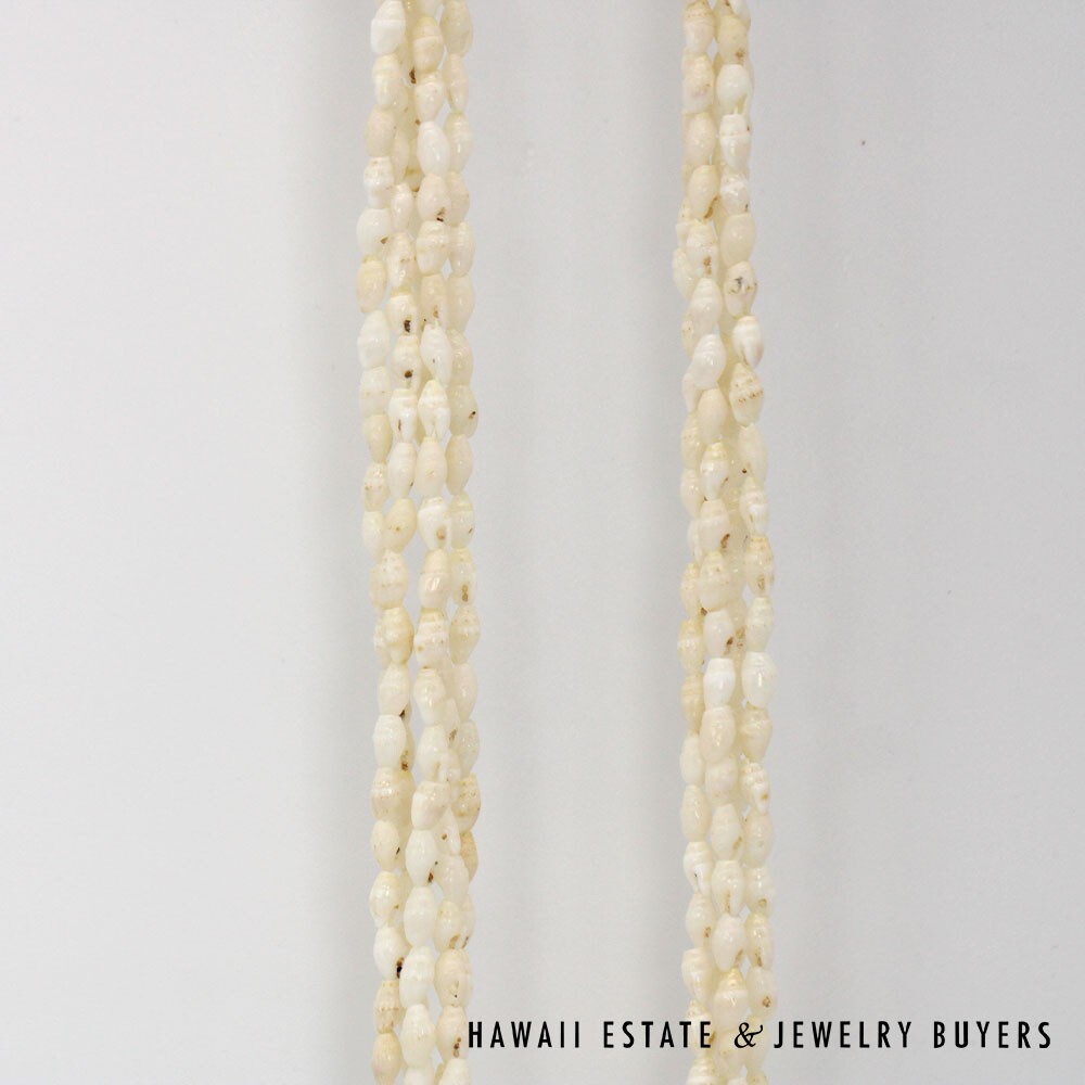 Ni'ihau Shell Lei 5-Strand White Laiki Pololei Necklace 35 Inch - Image 6