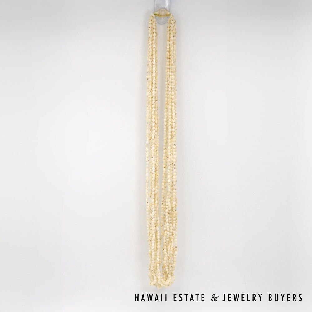 Ni'ihau Shell Lei 10-Strand Pololei Momi Ke'oke'o 36 Inch with Earrings - Image 5