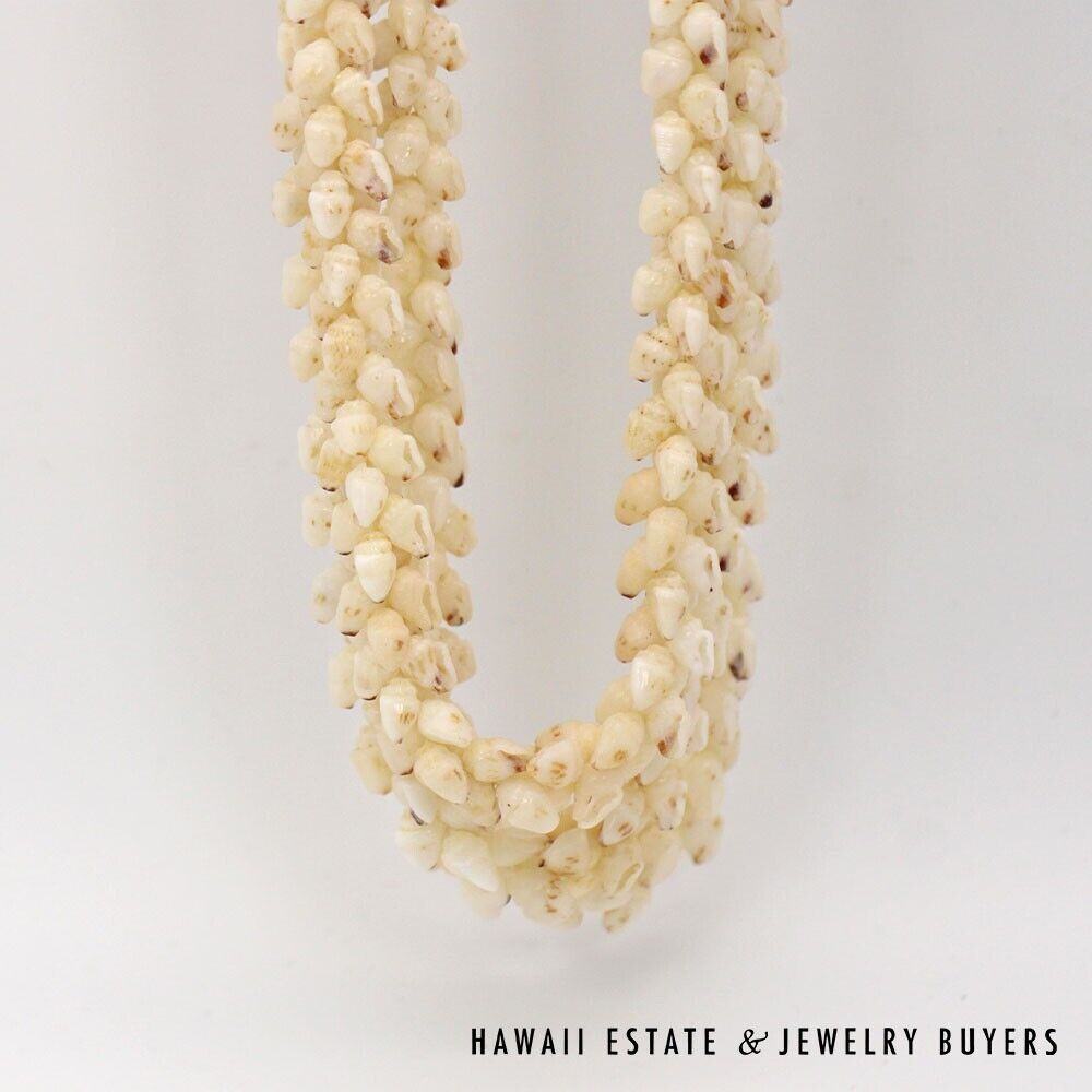 Ni'ihau Shell Lei 3-Strand Pikake Momi White Red Tip 40 Inch Hawaiian Necklace - Image 8