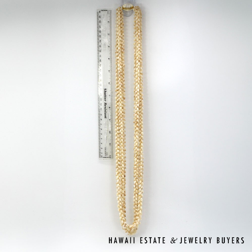 Ni'ihau Shell Lei 3-Strand Pikake Momi Lenalena 38 Inch - Image 4
