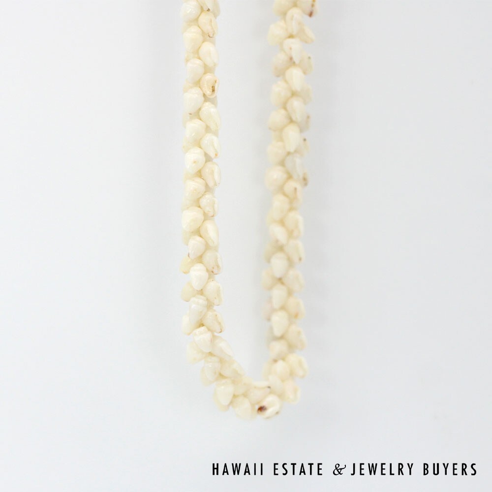 Ni'ihau Shell Lei Single Strand Pikake Momi Ke'oke'o 30 Inch - Image 7