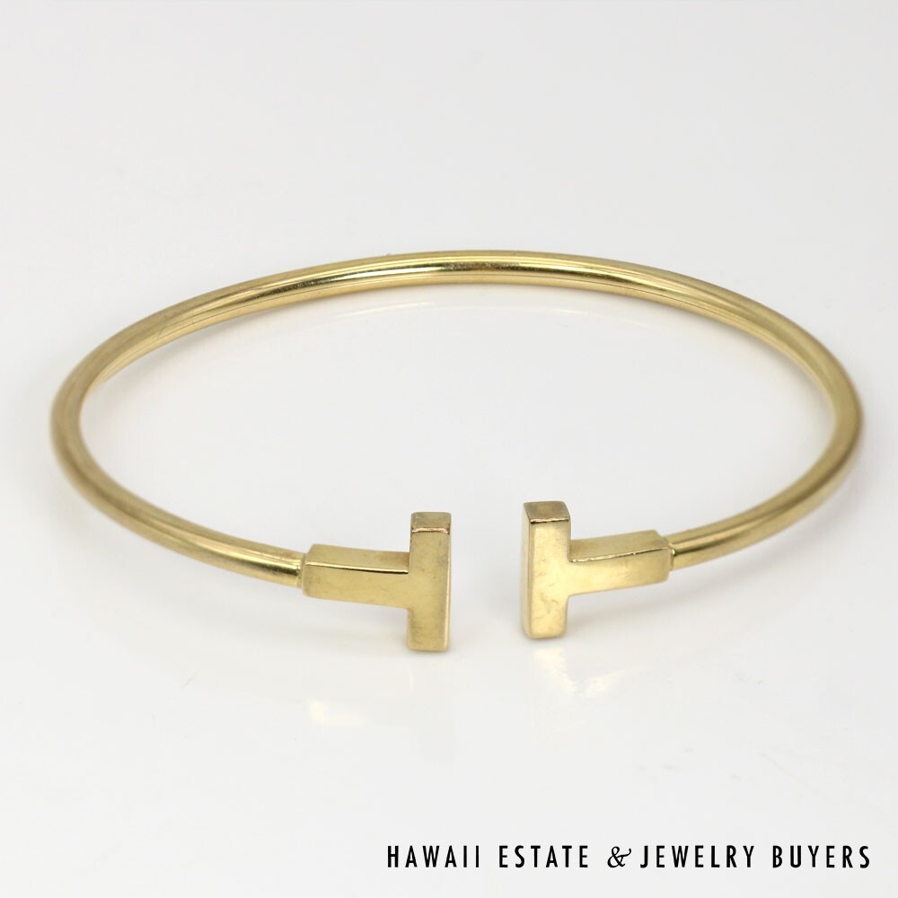 Tiffany & Co 18K Yellow Gold Tiffany T Wire Bracelet SIZE 5.75 w/ Pouch #2679-04 - Image 4