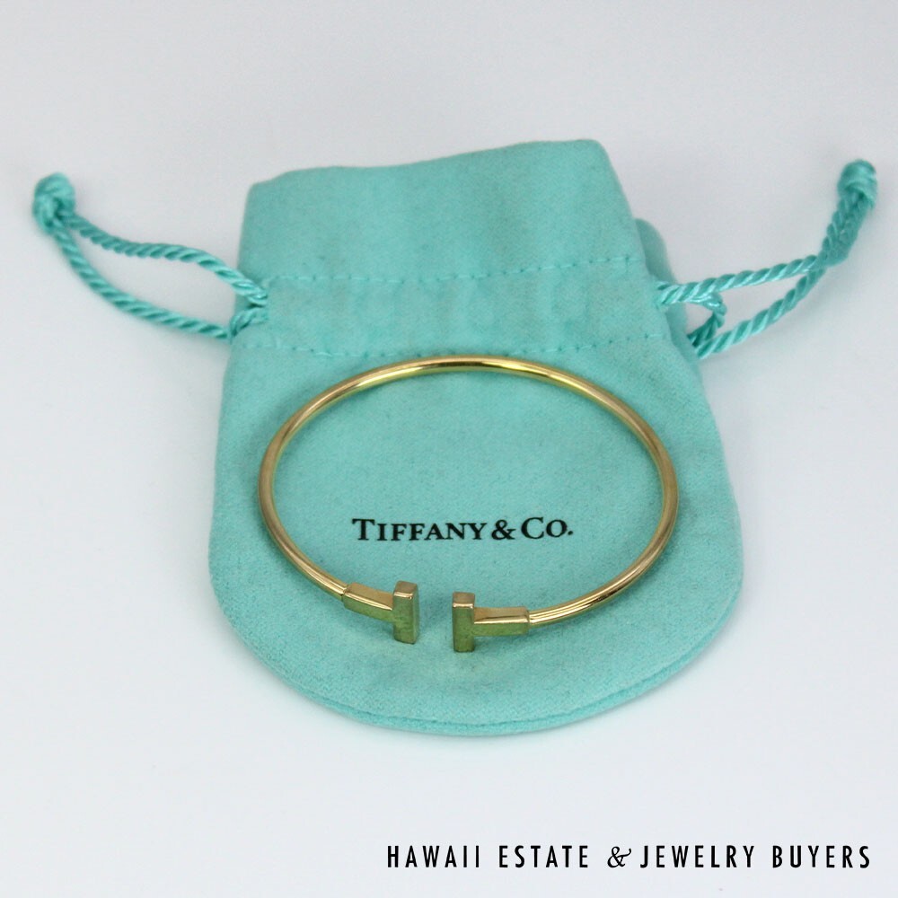 Tiffany & Co 18K Yellow Gold Tiffany T Wire Bracelet SIZE 5.75 w/ Pouch #2679-04 - Image 2
