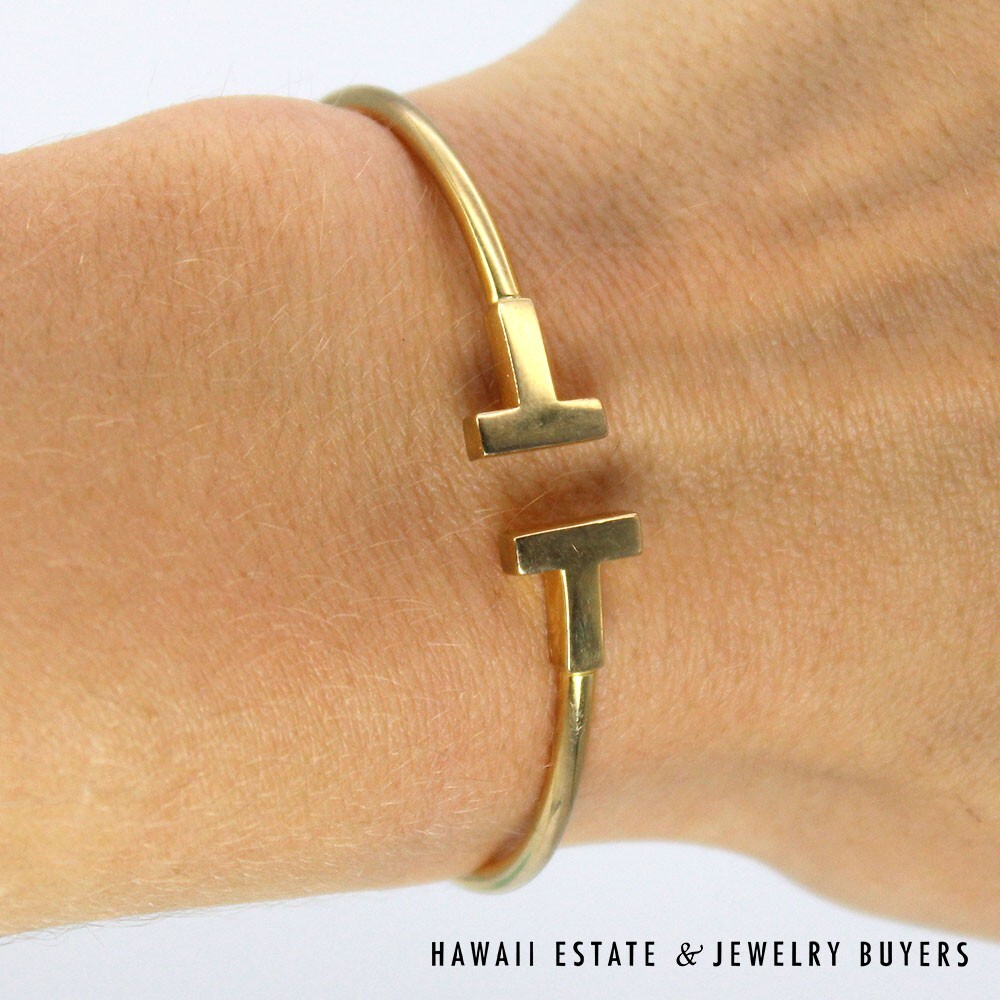 Tiffany & Co 18K Yellow Gold Tiffany T Wire Bracelet SIZE 5.75 w/ Pouch #2679-04 - Image 9