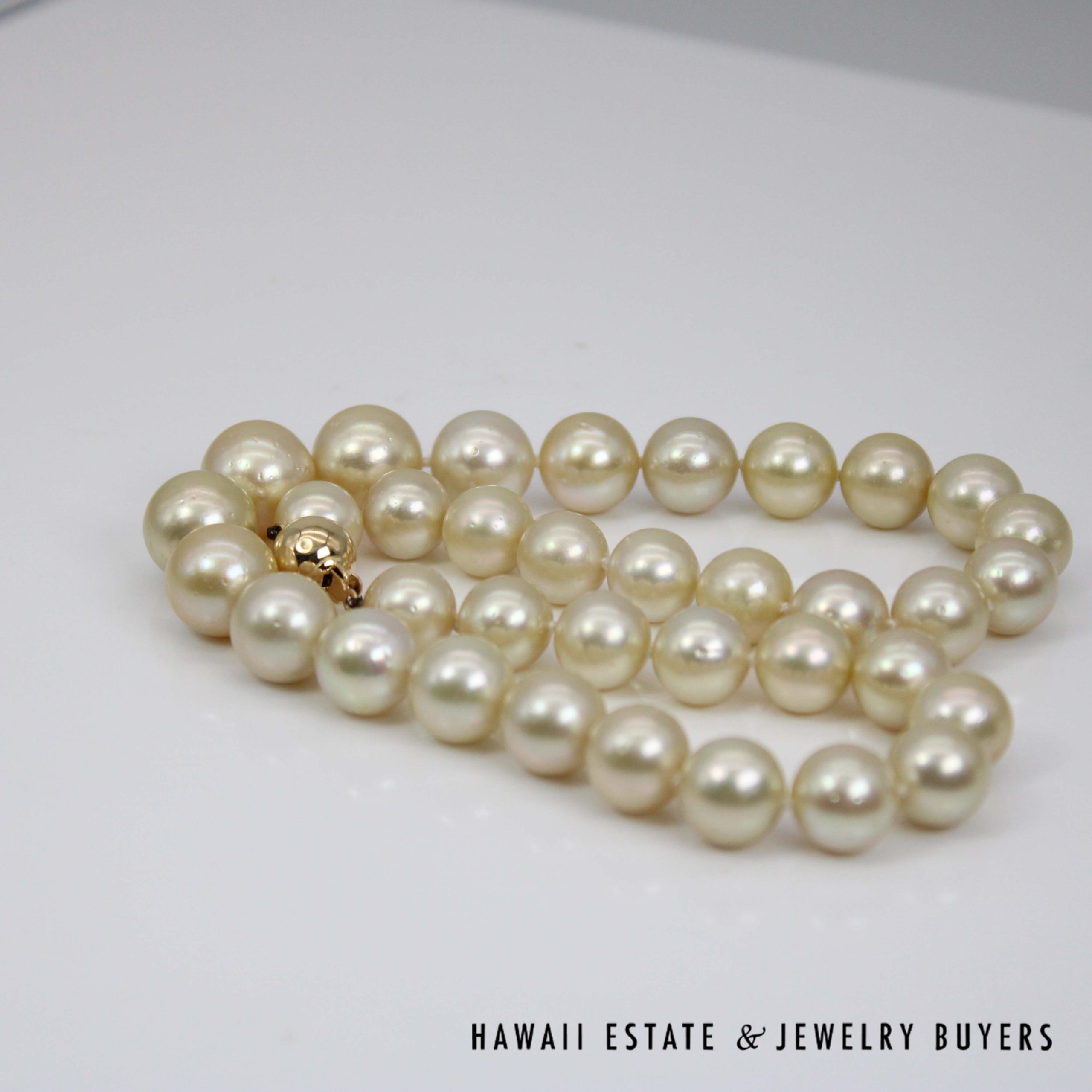 11-14mm Golden South Sea Pearl 14k Yellow Gold Strand 17.5" - Image 8