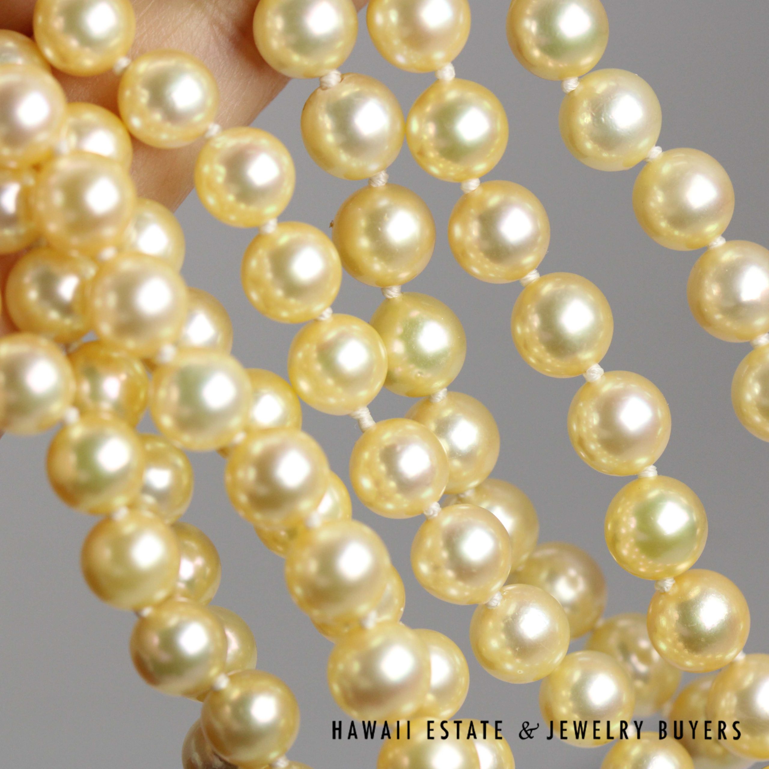 Ming's 6.5-7mm Cultured Pearl Double Strand 14k Yellow Gold Clasp Nekclace 24" and 26" - Image 7