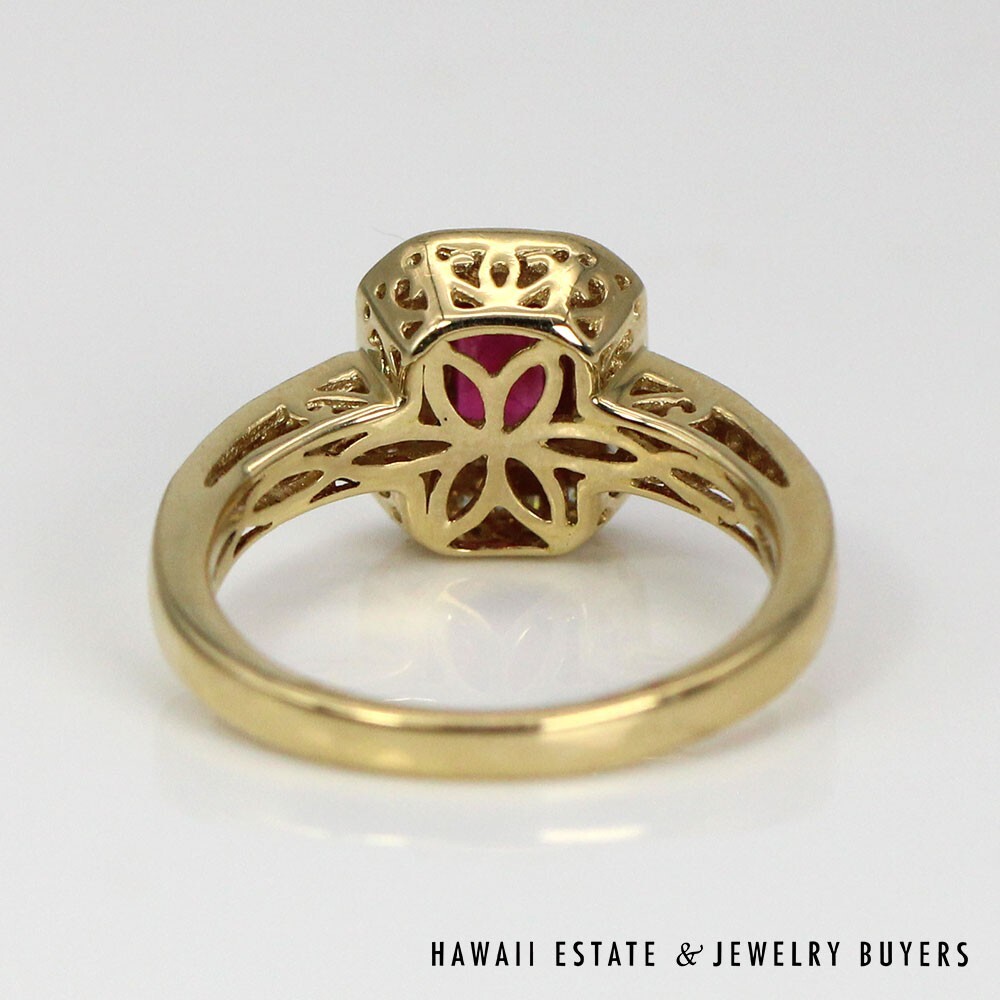 070821-4114K Yellow Gold Emerald Cut Ruby and Diamond Ring SIZE 7.5 #070821-41 - Image 5