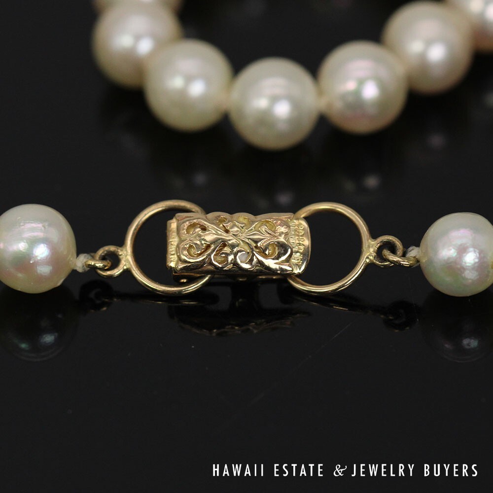 Ming's Hawaii 33" Cultured Pearl Necklace with 14K Yellow Gold Clasp #2477-04 - Image 2