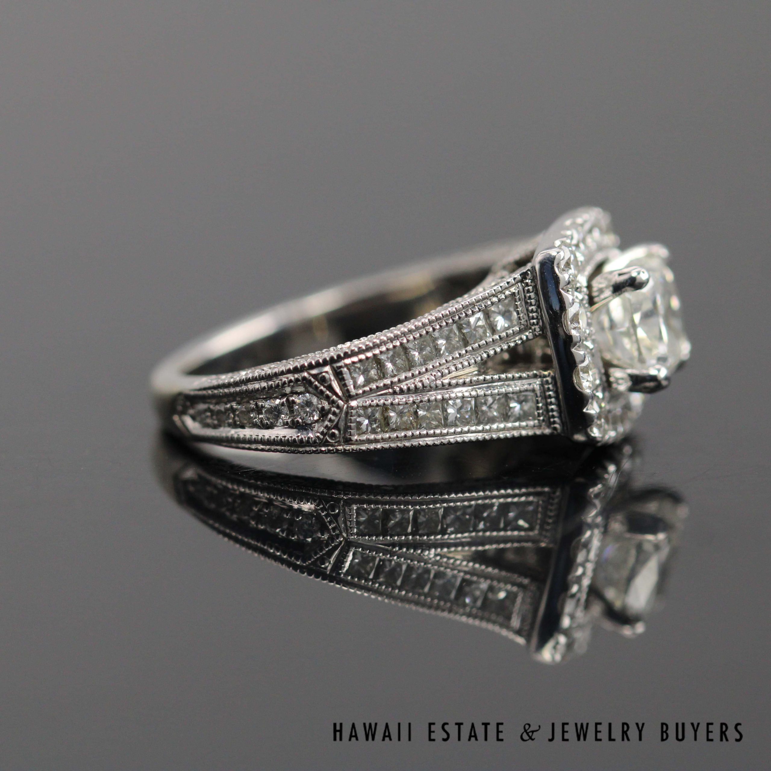 Neil Lane 0.95ctw SI3/HI Cushion Cut Diamond 1.30ctw SI/HI Diamond 14k White Gold Ring Size 4.5, 6.3g - Image 12
