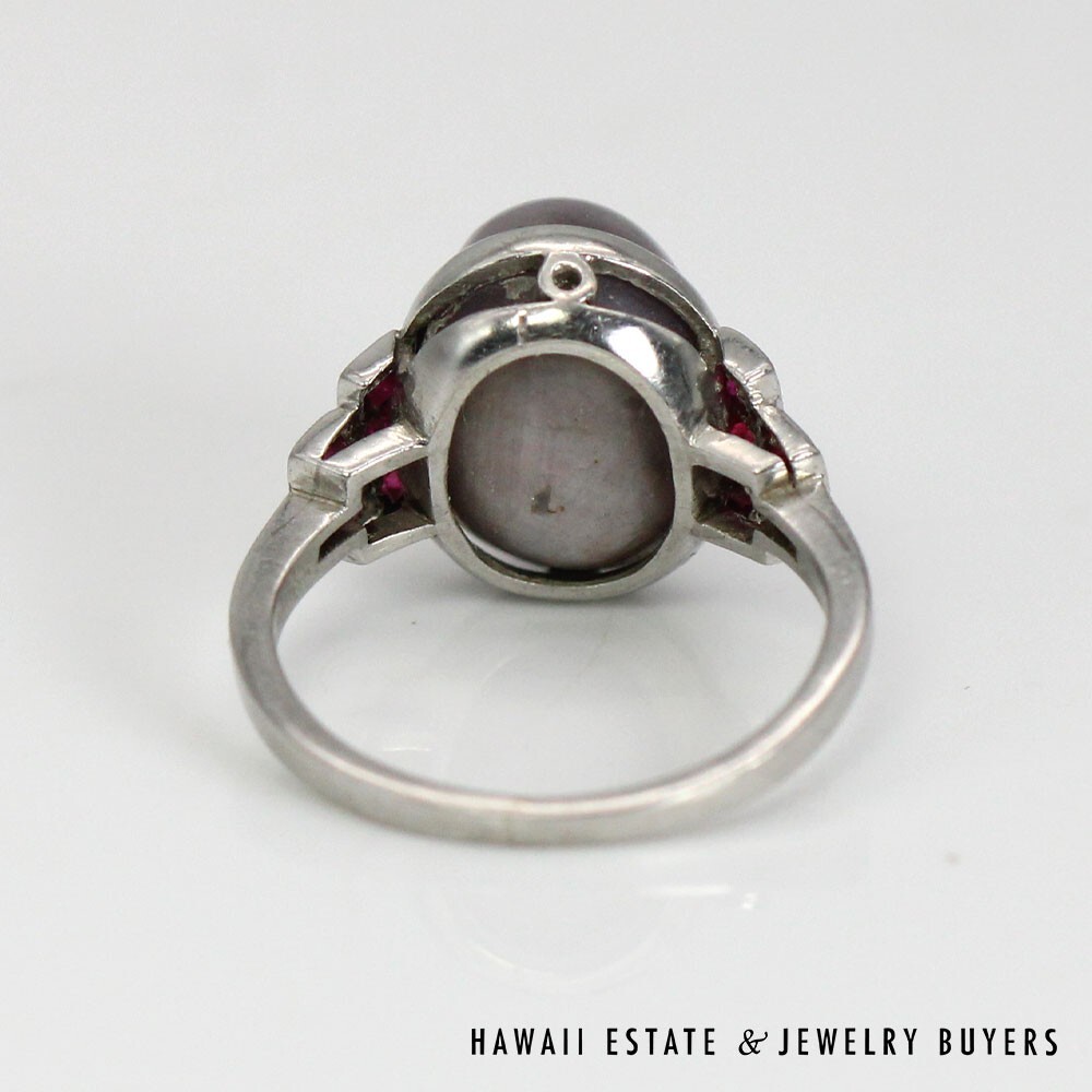 Platinum Lavender Star Sapphire and Ruby Ring SIZE 3 #2248-09 - Image 8
