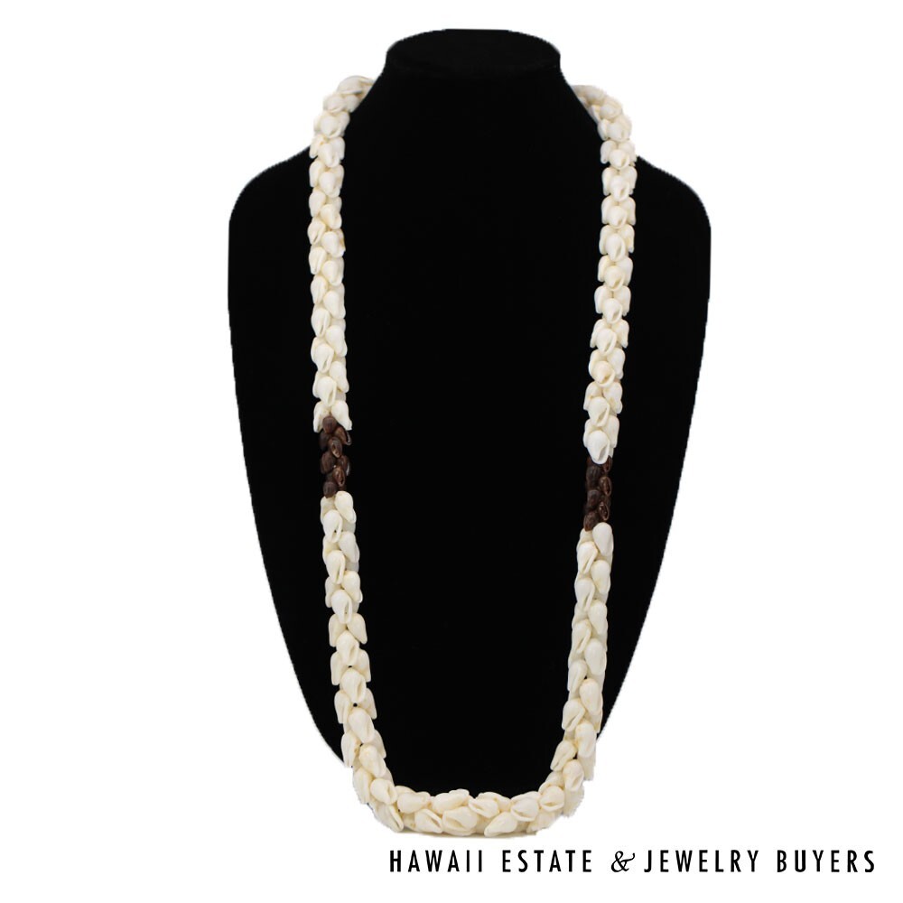 Ni'ihau Shell Lei Pikake Alilea & Pohole Single Strand 43 Inch - Image 2