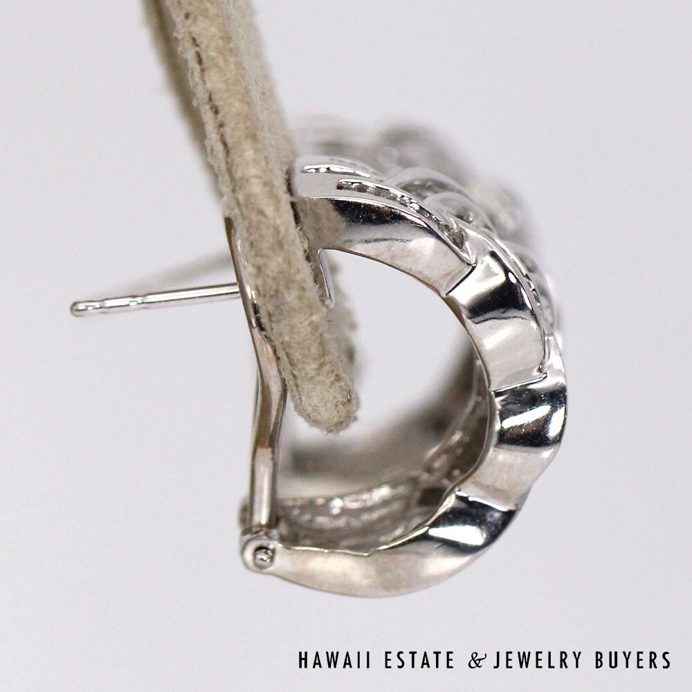 14K White Gold and 4ctw Baguette Diamond Omega Back Earrings #022824-01 - Image 3