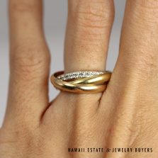 18k Yellow/White/Rose Gold Trinity Band Size 5.25, 6.2g