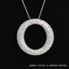 2ctw Diamond Pave Circle Pendant 18k White Gold 18" Rolo Chain, 9.4g