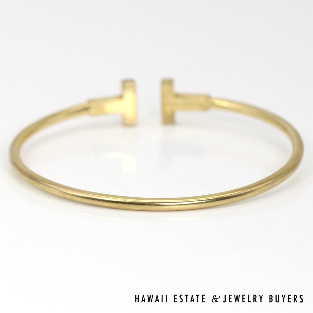 Tiffany & Co 18K Yellow Gold Tiffany T Wire Bracelet SIZE 5.75 w