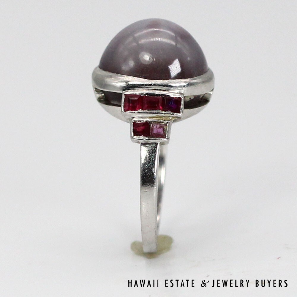 Platinum Lavender Star Sapphire and Ruby Ring SIZE 3 #2248-09 - Image 10