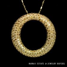 2ctw Diamond Pave Circle Pendant 18k Yellow Gold 18" Chain, 10.2g