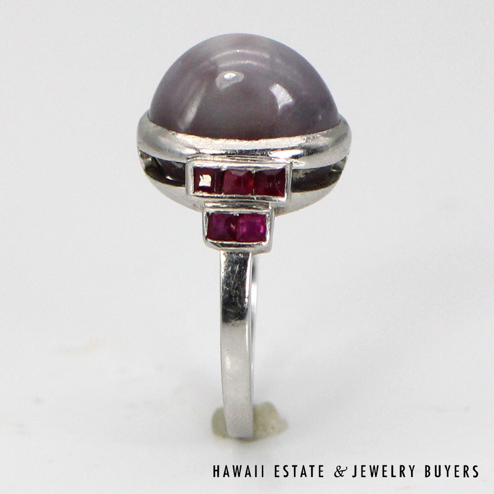 Platinum Lavender Star Sapphire and Ruby Ring SIZE 3 #2248-09 - Image 12