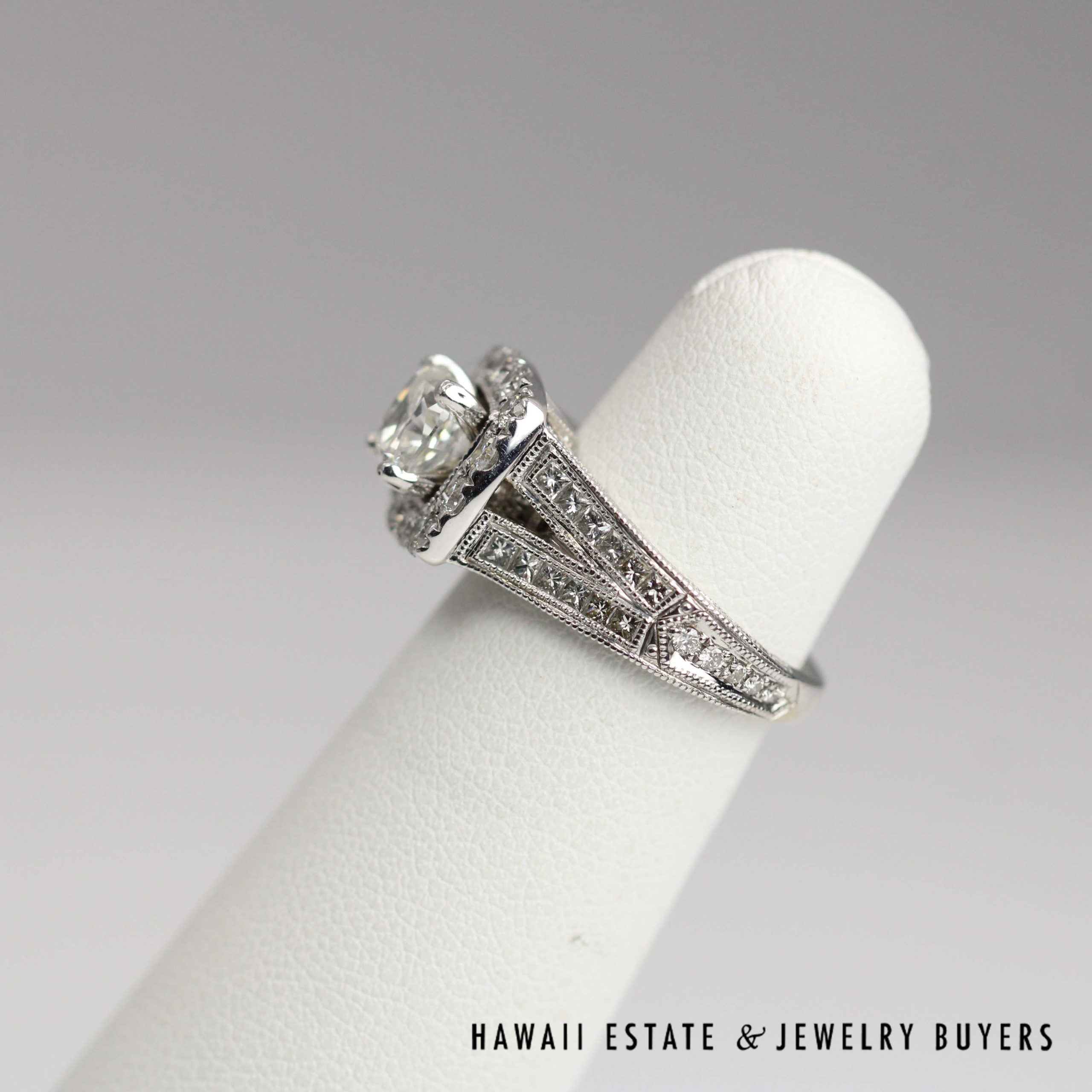Neil Lane 0.95ctw SI3/HI Cushion Cut Diamond 1.30ctw SI/HI Diamond 14k White Gold Ring Size 4.5, 6.3g - Image 4